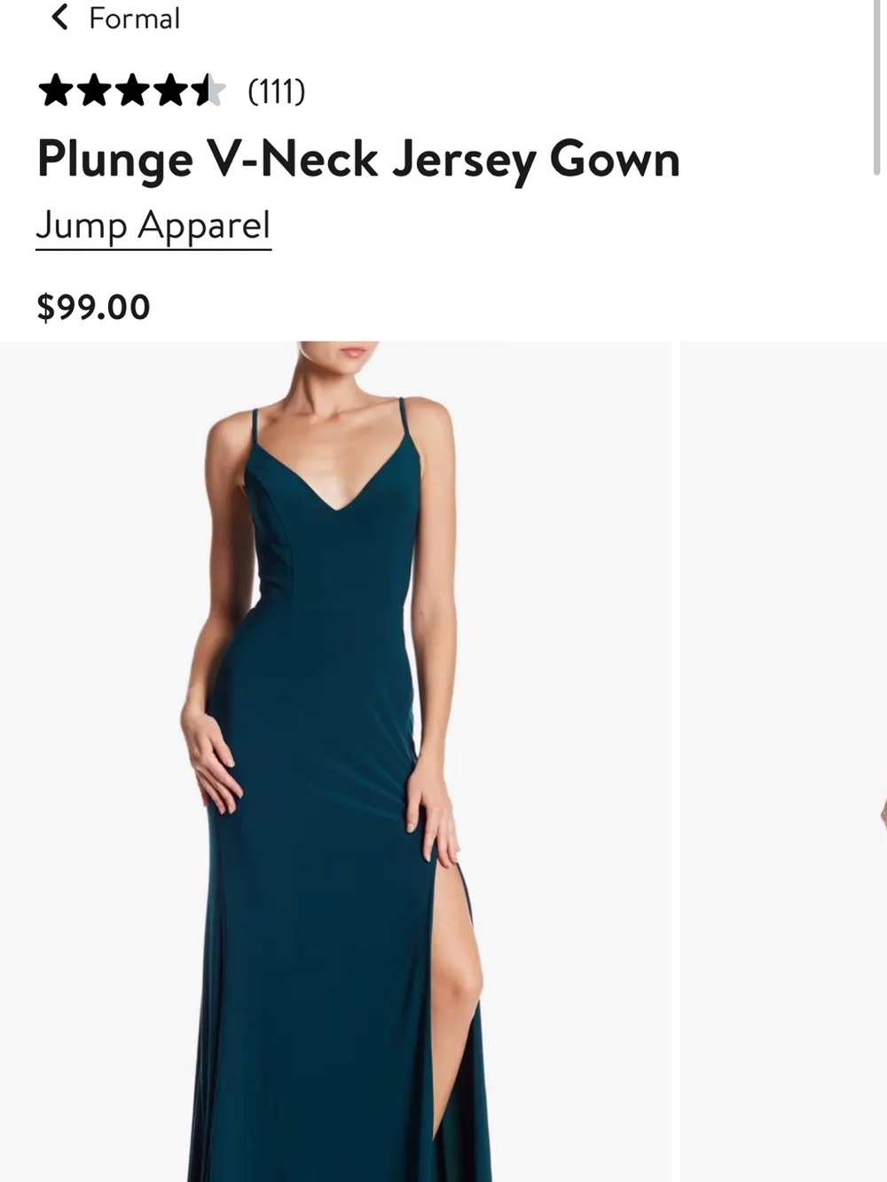 Jump Plunge V-Neck Jersey Gown in Forest Green Women’s size 1/2